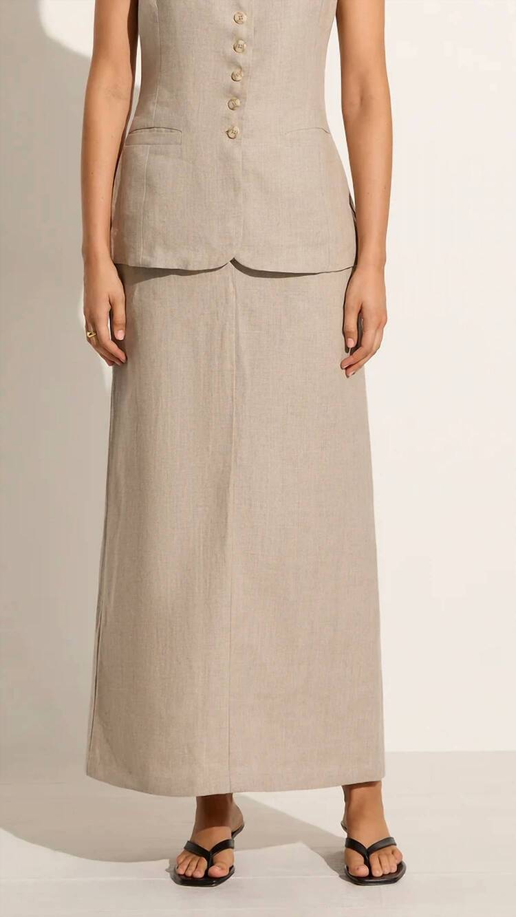 NEW FAITHFULL THE BRAND nelli midi skirt in natural